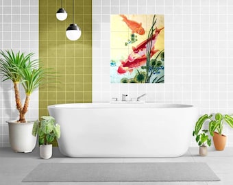 Japanisches Koi Fisch-Fliesen-Wandbild: Bunte Naturkunst, Glanzkeramik-Mosaik