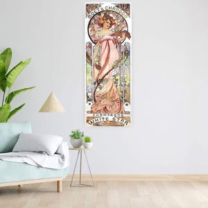 Décoration murale en carrelage Alphonse Mucha Champagne : panneau de mosaïque en céramique Art nouveau