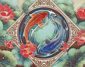 Tile Mural/Mosaic Ceramic Panel of a Japanese Koi Fish - Koi Fish Wall Art - Japanese Koi Fish print -Tile Mural - Gloss Tiles - Tile Mosaic