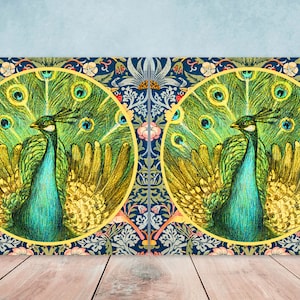 Art Nouveau Flower Ceramic tiles - Set of 2 Art Nouveau Wall Decor Tiles - Kitchen Backsplash Tiles, Table Decorative Tiles, Bathroom Tiles