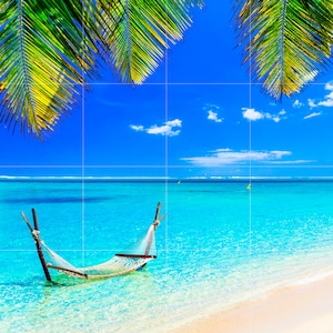 Tile Mural/Mosaic Ceramic Panel of Tropical Beach - Sea Mural -Turquoise Water Wall Print- Tropical Tile Mural Art -Home Decor - Beach Mural