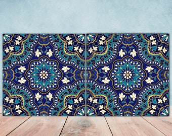 Moroccan Ceramic Tiles - Set of 2 Moroccan Wall Decor Tiles - Kitchen Backsplash Tiles, Table Decorative Tiles, Bathroom Tiles, Coaster