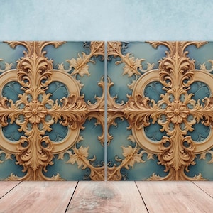 Victorian Tiles - Set of 2 Victorian Wall Decor Ceramic Tiles - Kitchen Backsplash Tiles, Table Decorative Tiles, Bathroom Tiles, Coaster