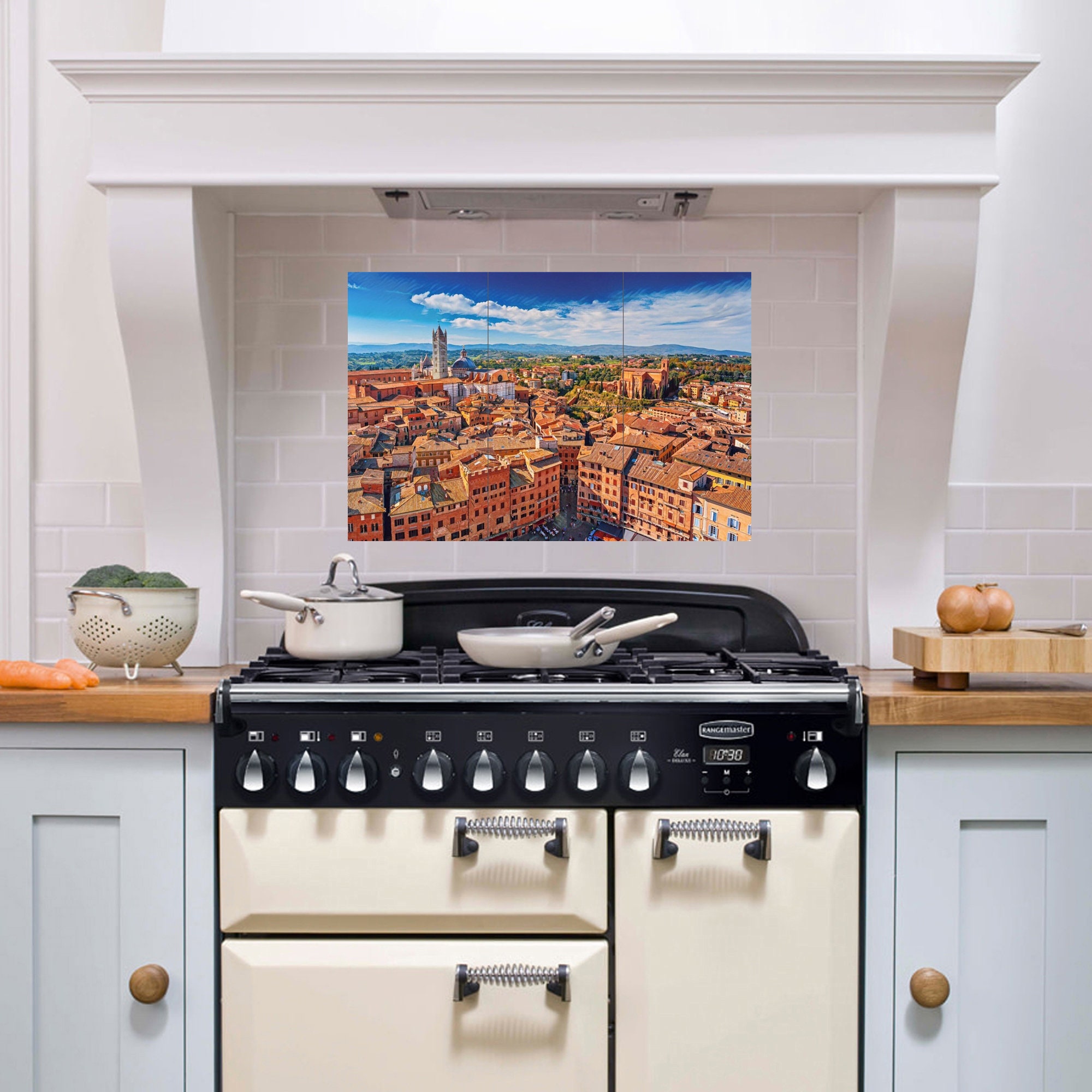Tile Mural/Mosaic Ceramic Panel of Siena Tuscany - Tuscany town Landscape - Italy Wall Art Print - Tile Mural - Gloss Tiles - Tile Mosaic