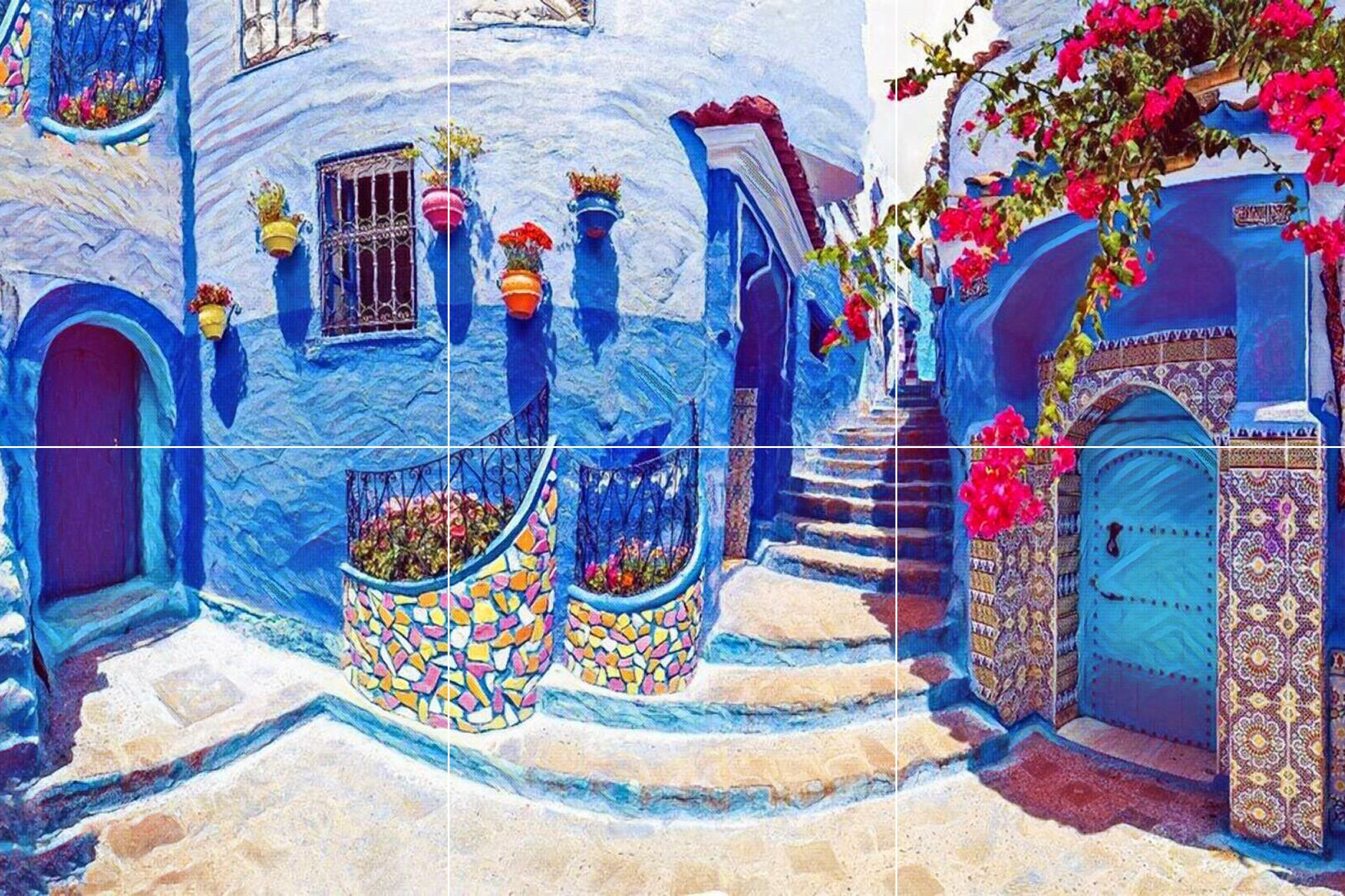 Chefchaouen Morocco Tile Mural: Gloss Ceramic Mosaic Panel - Etsy