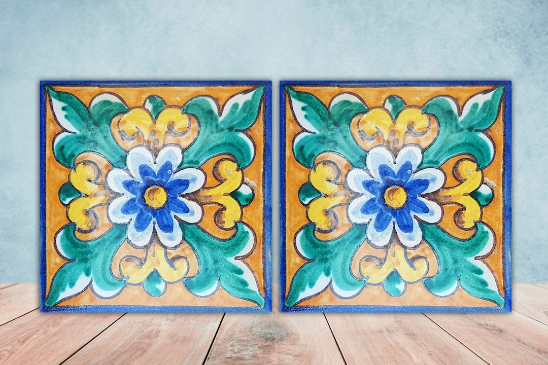 Spanish Ceramic Tiles Set of 2 Spanish Wall Decor Tiles Etsy