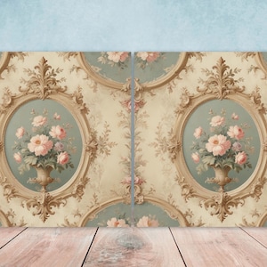 Victorian Tiles - Set of 2 Victorian Wall Decor Ceramic Tiles - Kitchen Backsplash Tiles, Table Decorative Tiles, Bathroom Tiles, Coaster