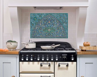 Arabic Tile Mural: Ceramic Mosaic Panel, Islamic Art Decor