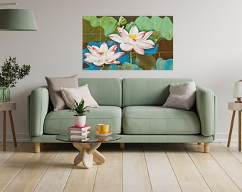 Fototapeta z motywem kwiatu lotosu: Kolorowy ceramiczny panel mozaikowy