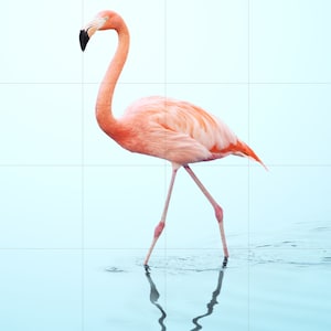 Tile Mural/Mosaic Ceramic Panel of Pink Flamingo- Tropical Bird Mural - Bird Print - Bird Art - Flamingo Print - Bird Wall Art - Bird Mosaic