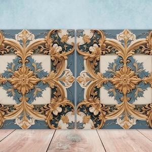 Victorian Tiles - Set of 2 Victorian Wall Decor Ceramic Tiles - Kitchen Backsplash Tiles, Table Decorative Tiles, Bathroom Tiles, Coaster