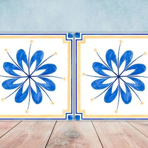 Spanish Ceramic Tiles - Set of 2 Spanish Wall Decor Tiles - Kitchen Backsplash Tiles, Table Decorative Tiles, Bathroom Tiles, Coaster