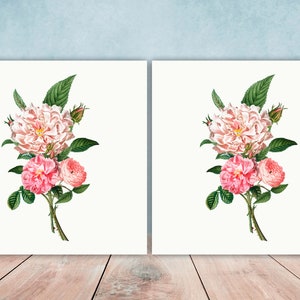 Floral Design Tile Pink Peonies Flower - Set of 2 Decorative ceramic tiles, Backsplash tiles, Bathroom tiles, Kitchen Backsplash