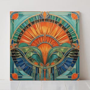 Art Deco Ceramic Tile: Geometric Wall Decor, Kitchen Backsplash Retro Bathroom