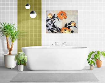 北斎の芥子図タイル壁画：日本の美術陶器モザイクパネル - Etsy 日本