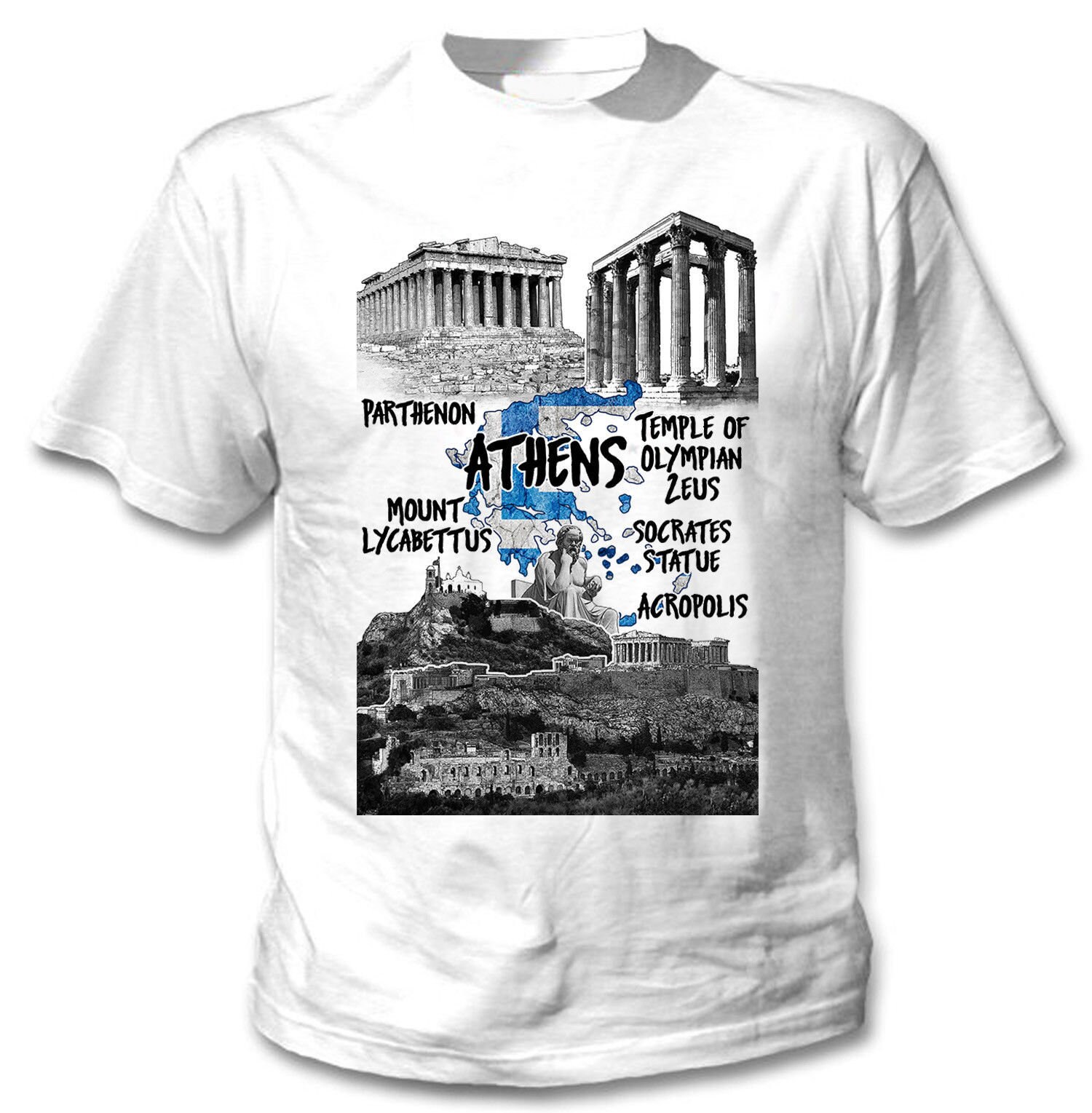 Image of Athens Greece 2 - Man New Cotton White T-Shirt