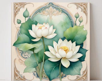 Płytki ceramiczne z motywem lotosu, kwiatowe dekoracje ścienne, łazienka z motywem kwiatów botanicznych, kwiatowy wystrój kuchni