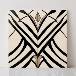 Art Deco Ceramic Tile - Geometric Wall Decor, Retro Kitchen Backsplash
