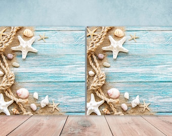 Sea Shell Ceramic Tiles: Coastal Decor, Set of 2