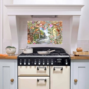 Tile Mural/Mosaic Ceramic of Flowers Watercolour Painting - Flowers Print - Flower Wall Art - Floral Tile Mural -Gloss Tiles - Tile Mosaic