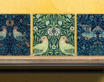 William Morris Ceramic Tiles Set: Botanical Decor, Kitchen Backsplash