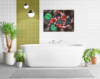 Japanisches Koi Fisch-Fliesen-Wandbild: Japan-Orientalische Wand-Kunst-Glanzkeramik-Mosaik-Platte