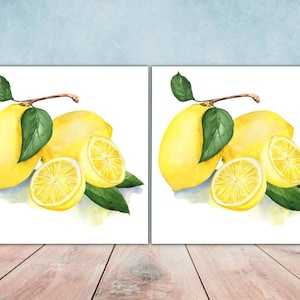 Lemon Tile Fruit Tiles Tropical Tile Design - Set of 2 Lemon Wall Decor Tiles - Kitchen Backsplash Tiles, Decorative Tiles, Bathroom Tiles