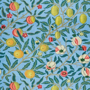 Tile Mural/Mosaic Ceramic Panel of Four Fruits - William Morris Pattern - Fruit Wall Art - Botanical Print - Fruit Tiles - Fruit Mural