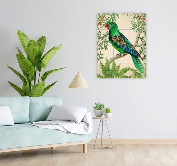 オウムの陶器製壁掛け オウムの陶板アート 壁掛け