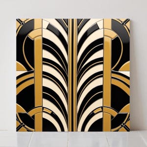 Art Deco Ceramic Tile: Geometric Wall Decor, Kitchen Backsplash Retro Bathroom