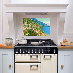 Tile Mural/Mosaic Ceramic Panel of Praiano - Praiano wall print - Amalfi coast print -Praiano Wall Art -Tile Mural -Gloss Tiles -Tile Mosaic