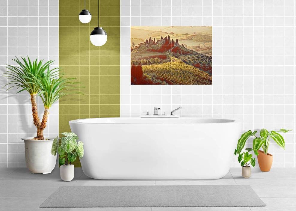 Carreaux Céramique – Entrée Jardin Village Italien Toscane – Mural Dosseret – Multicolore