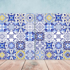 Portuguese Azulejo Tiles - Set of 2 Portuguese Wall Decor Tiles - Kitchen Backsplash Tiles, Table Decorative Tiles, Bathroom Tiles, Coaster