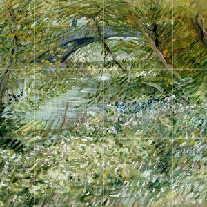 Fliesen Wandbild/Mosaik Keramik Platte von Vincent Van Gogh - Flussufer im Frühling - Landschaft Wandbild -Van Gogh Druck - Landschaft Wandkunst