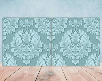 Victorian Tiles Damask Tiles - Set of 2 Damask Wall Decor Tiles - Kitchen Backsplash Tiles, Table Decorative Tiles, Bathroom Tiles, Coaster