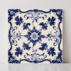 Azulejos de cerámica victorianos: decoración floral para pared de baño y salpicadero de cocina.