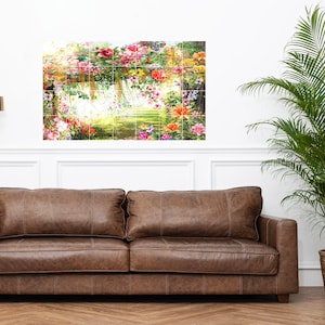 Tile Mural/Mosaic Ceramic of Flowers Watercolour Painting - Garden Mural - Flower Wall Art - Floral Tile Mural -Gloss Tiles - Tile Mosaic