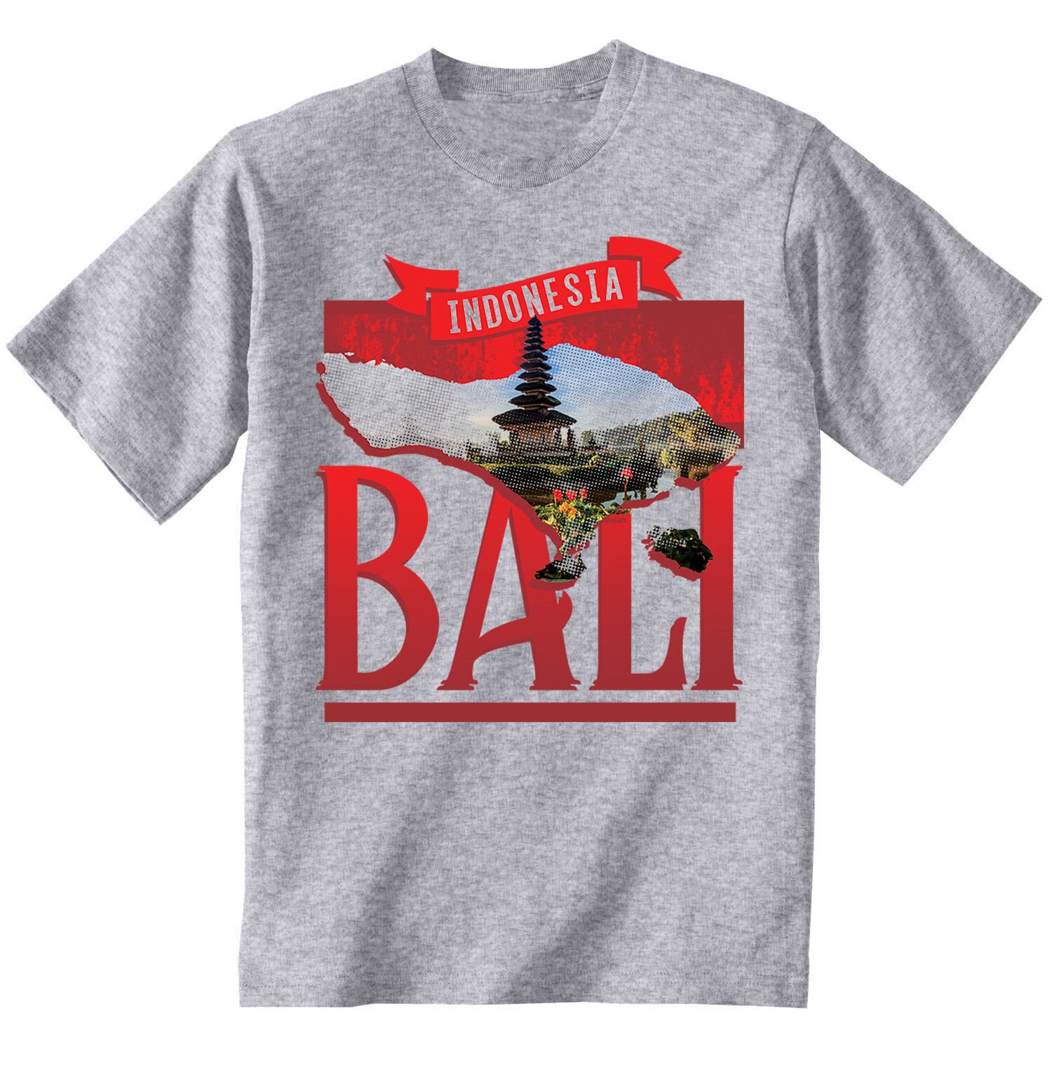 Image of Bali Indonesian 5 - Man New Cotton Grey T-Shirt