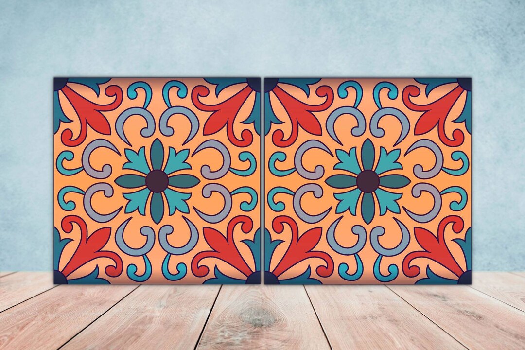 Spanish Ceramic Tiles Set of 2 Spanish Wall Decor Tiles Kitchen