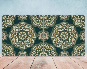 Set of 2 Handmade Moroccan Ceramic Tiles: Gloss Finish Wall Decor