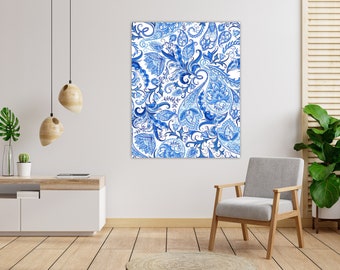 Arabic Tile Mural: Floral Ceramic Mosaic, Kitchen Backsplash Art