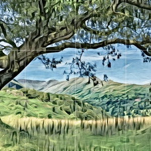 Tile Mural/Mosaic Ceramic Panel of a Forest - Mountains Wall Nature Art - Forest Tile Mural - Gloss Tiles - Tile Mosaic - Home Decor Print