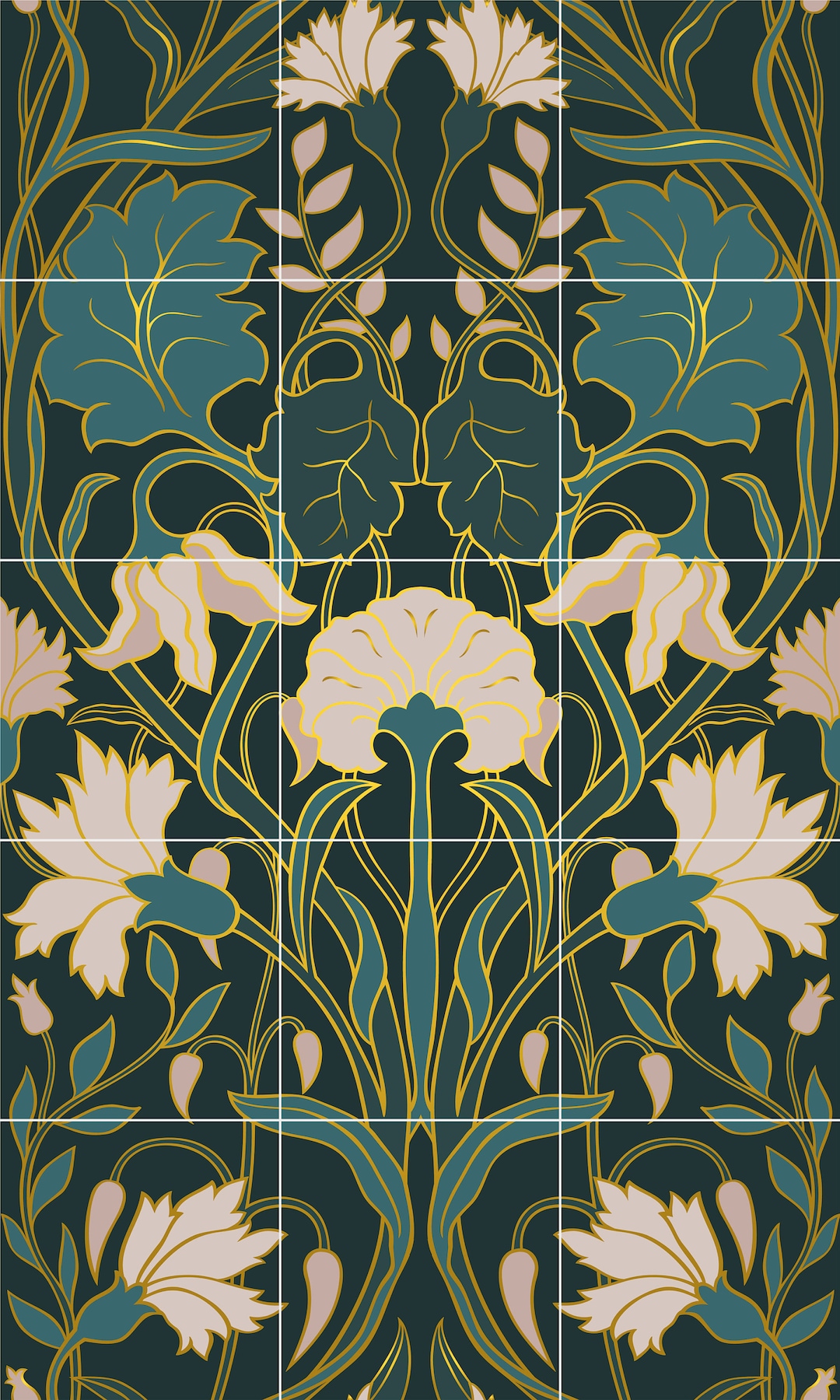 Art Nouveau Floral Ceramic Tile Mural/mosaic Art Nouveau Wall Decor