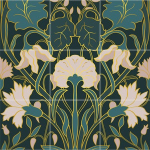 Art Nouveau Tile Image Collection / Seamless Ceramic Tiles / Commercial Use  / Dollhouse Tile 