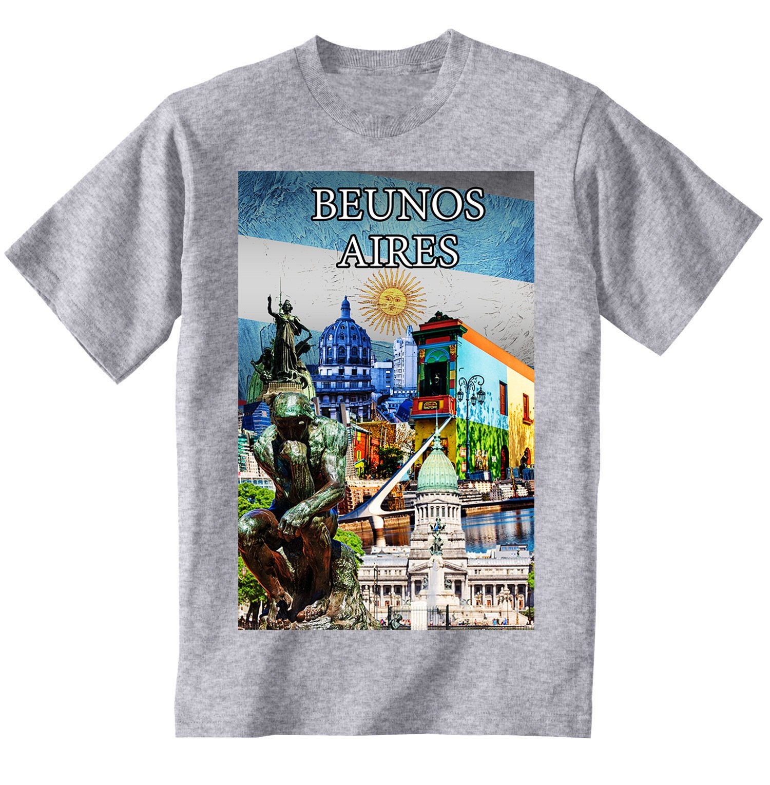 Image of Argentina Buenos Aires City - Man New Cotton Grey T-Shirt