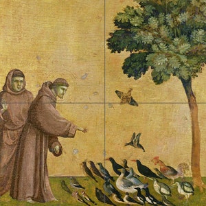 Tile Mural/Mosaic Ceramic Panel of Saint Francis of Assisi - Religious Wall Art - Tile Mural - Saint Francis print - Religious Tile Mosaic