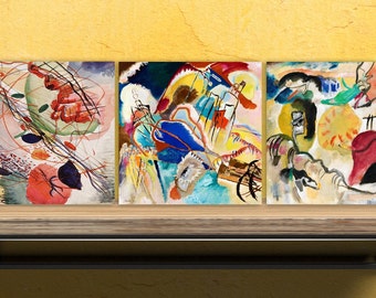 Wassily Kandinsky, lot de 3 carreaux de céramique, carreaux décoratifs en céramique, carreaux de dosseret de cuisine, carreaux de salle de bain, art mural Kandinsky, impression Kandinsky