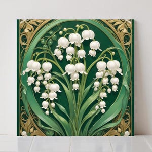Art Nouveau Lily of the Valley Ceramic Tile Botanical Wall Bathroom Decor Floral Kitchen Backsplash