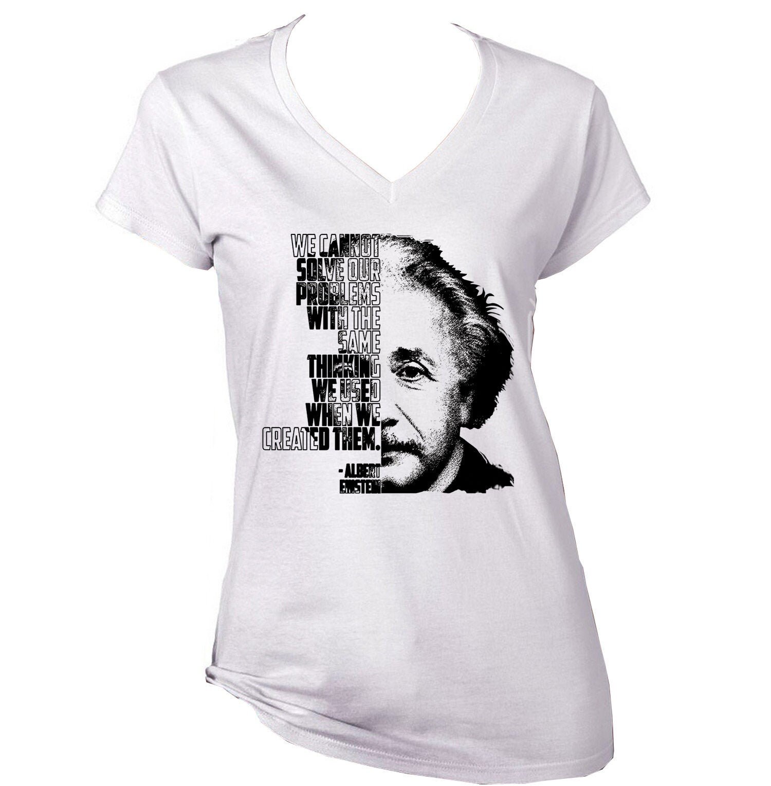 Image of Albert Einstein - Our Problems New Cotton White Lady T Shir