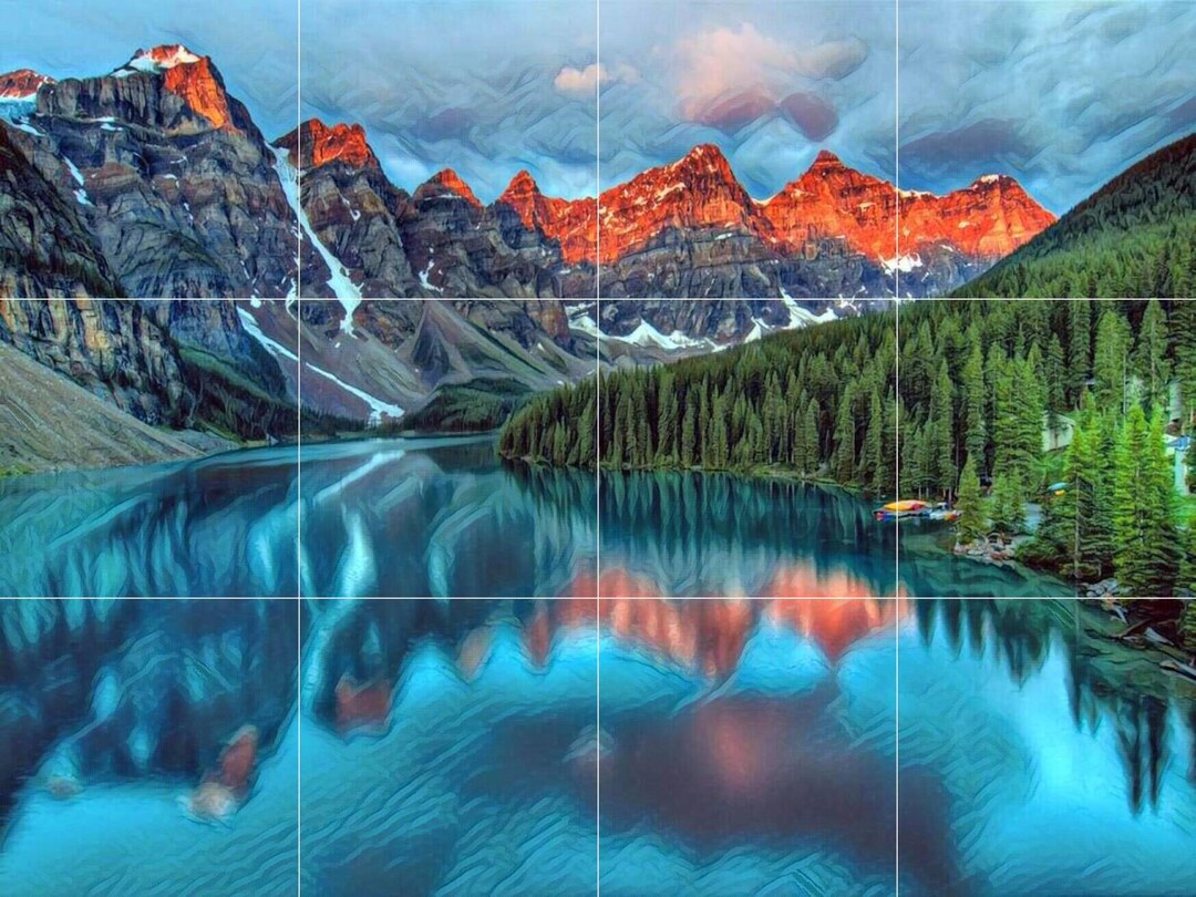 Tile Mural/mosaic Ceramic Panel of Alberta Canada Mountain Mural